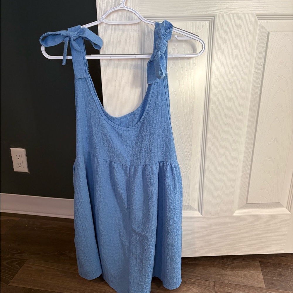 Women’s Romper Light Blue Tie Bow Strap